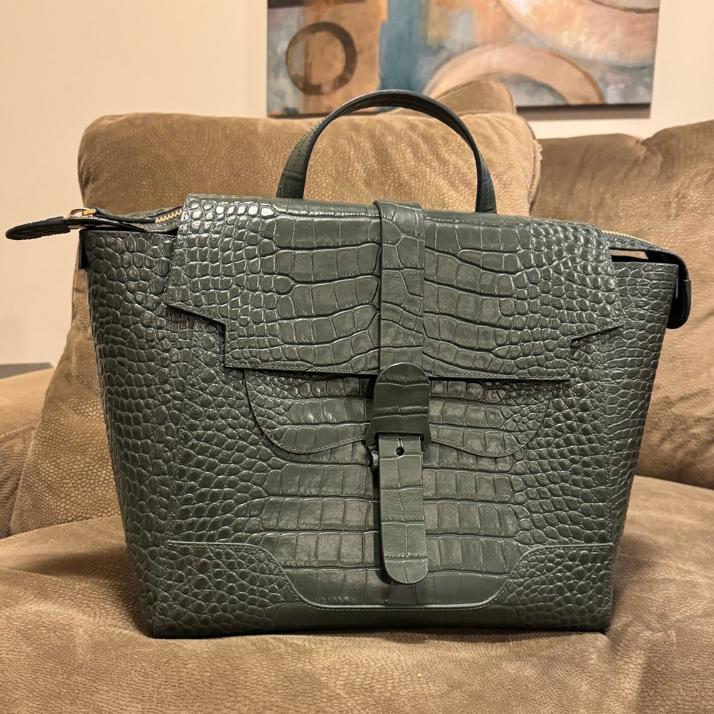 SENREVE Green Crocodile Embossed Convertible Tote Bag